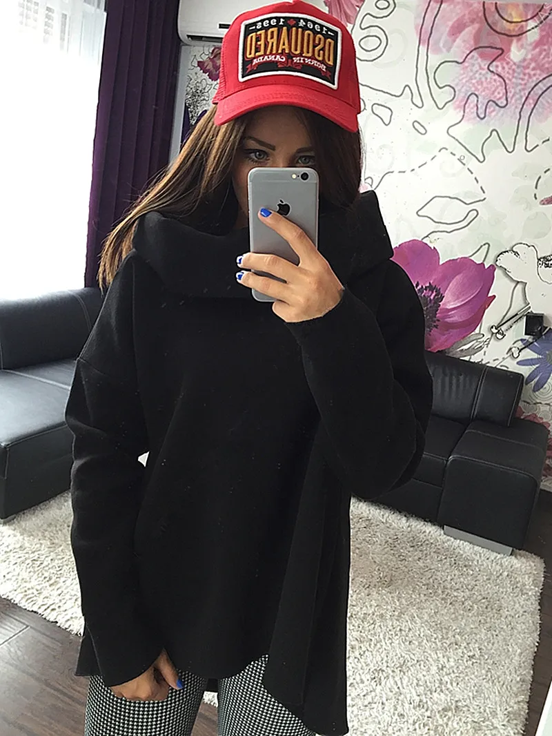 The Scarf Collar Solid Hoodies Sweatshirts 2022 Women Kawaii Harajuku New Sweat Punk For Girls Clothing European Tops Korean