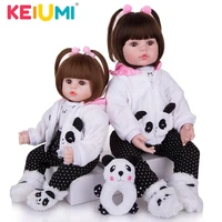 keiumi realistic reborn baby girl doll cloth body stuffed lifelike babies doll toy wear panda clothing kid xmas birthday gifts