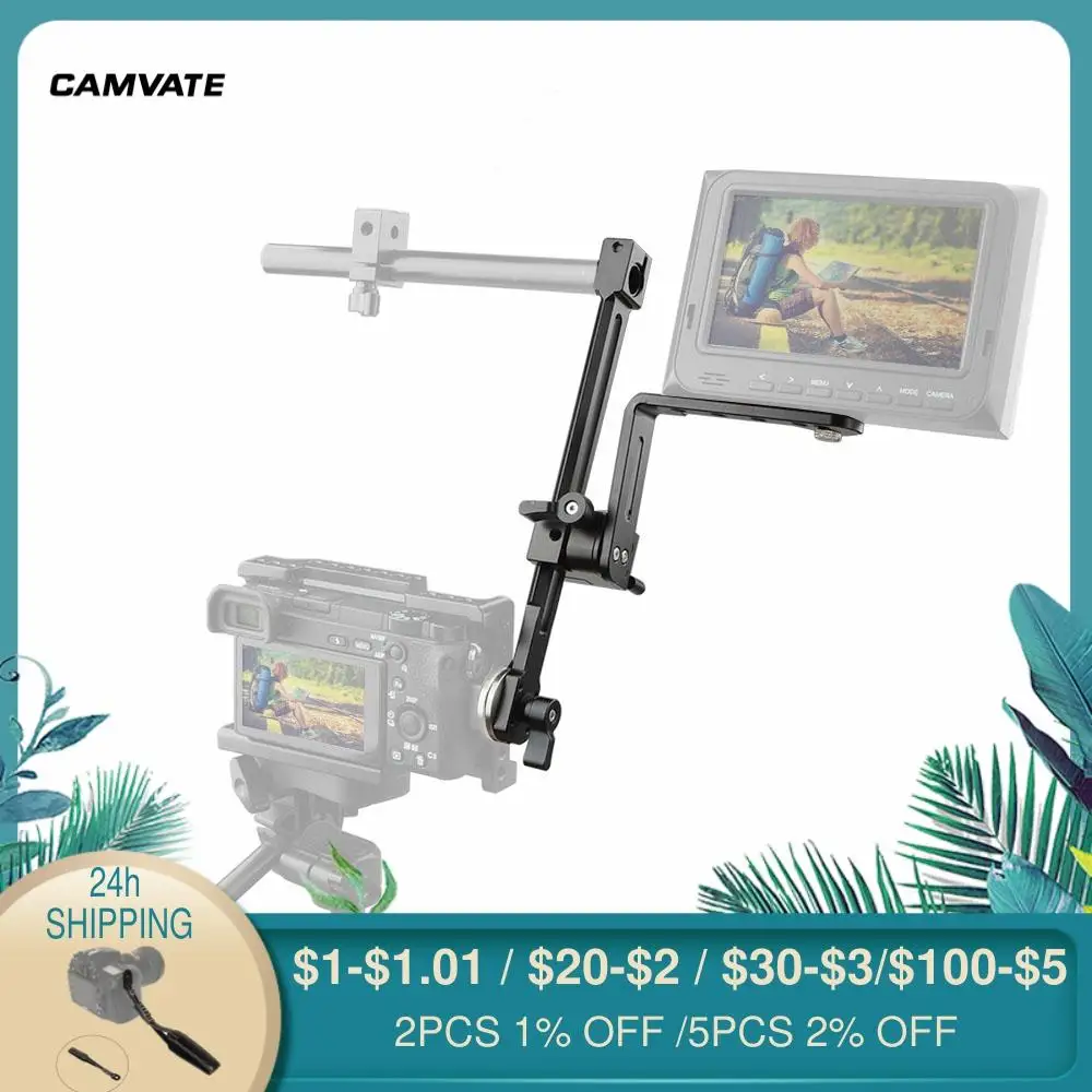 

CAMVATE Angel-adjustable L-bracket With NATO Clamp Adapter & SWAT Rail Rosette Extension Arm For EVF / LCD Monitor Solid Mount