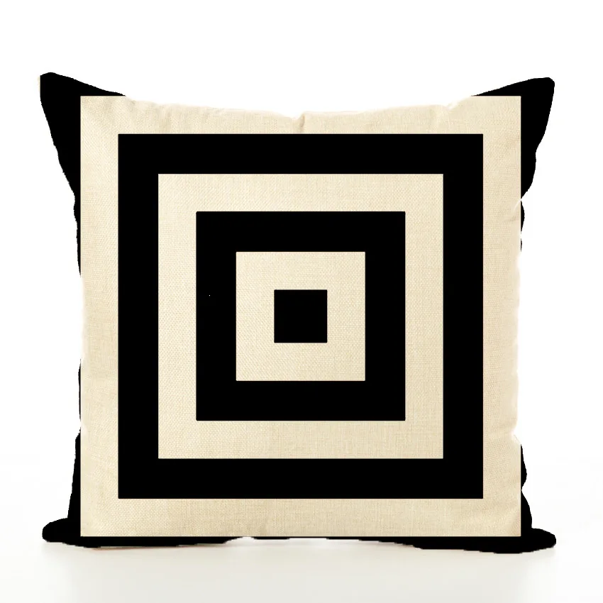 Черно белый геометрический Набор подушек креативные простые офисные льняные