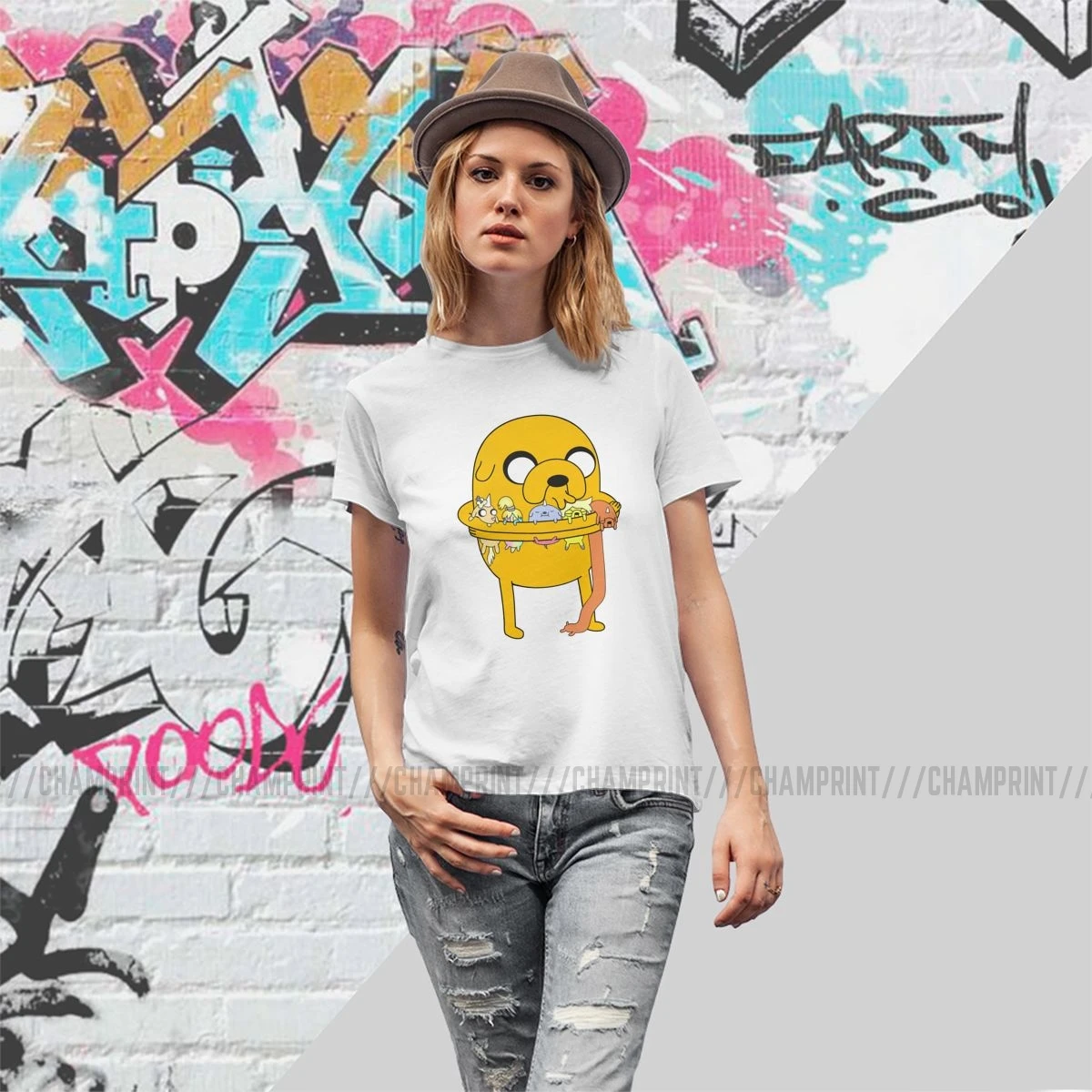 Женские футболки Jake, футболки с героями мультфильма «Время приключений», топ, эстетические футболки из хлопка для женщин, оригинальная графическая одежда с круглым вырезом