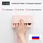 Автоматический Дозатор зубной пасты, пылезащитный Стерилизатор зубных щеток, УФ-дезинфекция, сушка, антибактериальные аксессуары для ванной