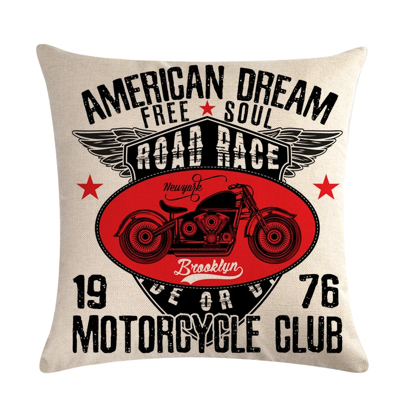 Винтажный чехол для подушки Постер мотоцикла с буквенным принтом из хлопка и