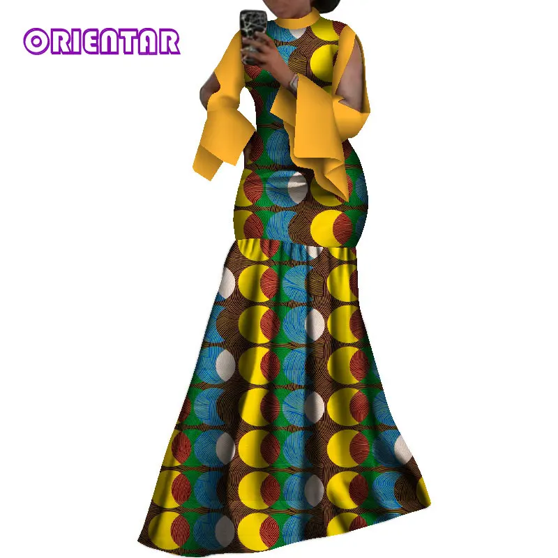 

Fashion African Print Dresses for Women Plus Size African Clothing Women Party Long Maxi Dress 2021 New 4XL 6XL WY8819