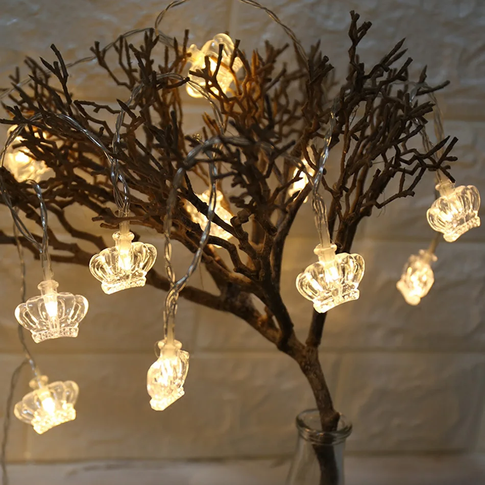 Warm White Light Qyjsd 10/20 Вт, 30 Вт, 100 светодиодный s творческие Корона гирлянды светодиодный гирляндой вечерние дома свадебный Сад Гирлянда рождественские украшения - Испускаемый цвет: Warm White Light