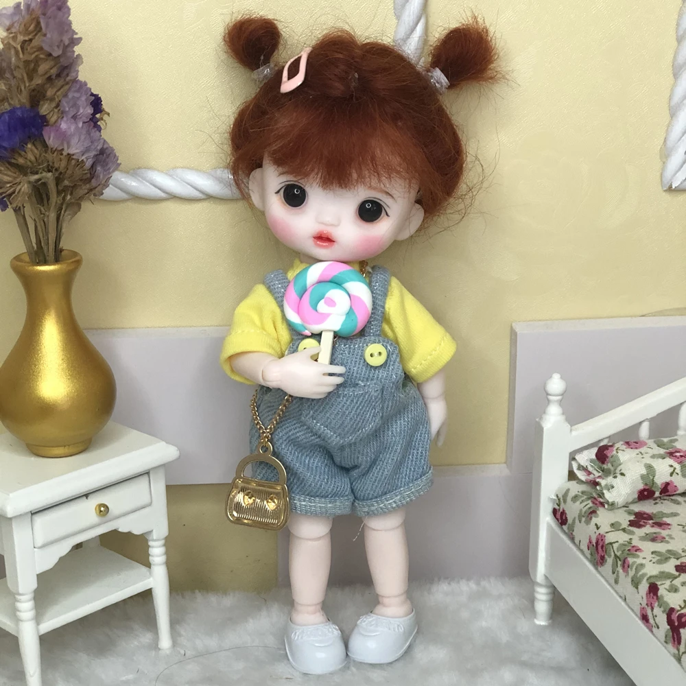 

16cm Wig BJD Doll Movable Joints Cute Face DIY Bjd Dolls with Big Eyes Bjd Toys Gifts for Girl Handmand Toy