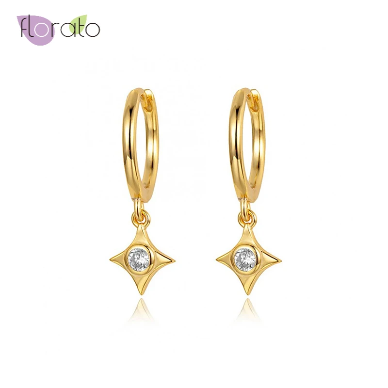 Серьги кольца из серебра 925 пробы крошечные Изящные серьги с фианитами