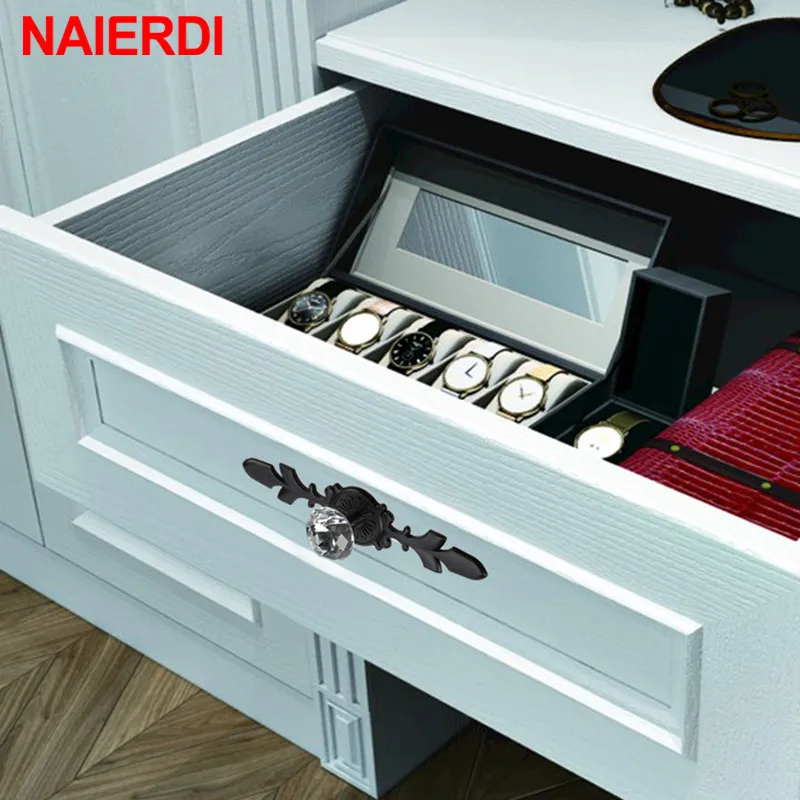 Роскошные алмазные ручки NAIERDI с кристаллами для шкафов выдвижных ящиков дверей