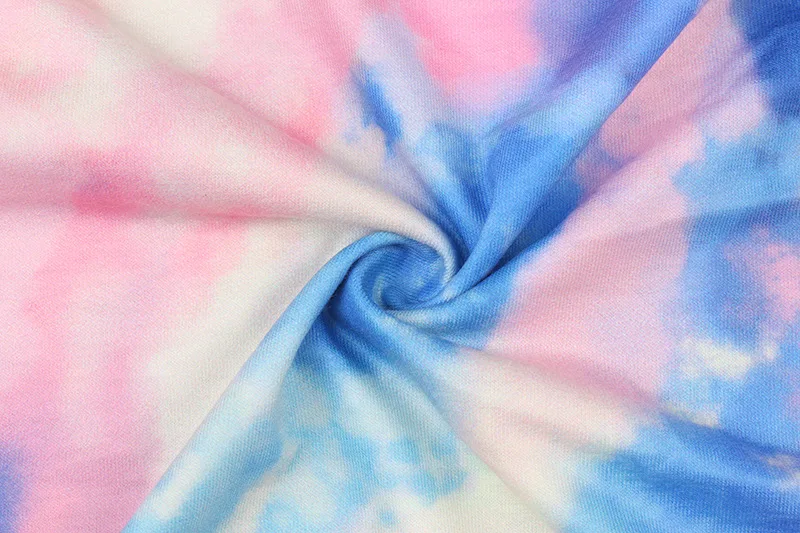 

Tie-dye Printed Long Sleeve Patchwork Ruffled Round Neck Blouse for Casual Ladies Hoodie Women