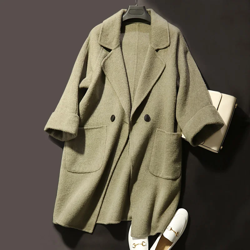 Новинка Сезон весна-осень Теплое шерстяное пальто Женские парки Свободное