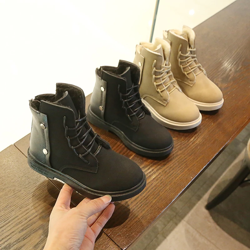 Детские ботинки коллекция 2019 года Сезон Зима новые модные в британском стиле для