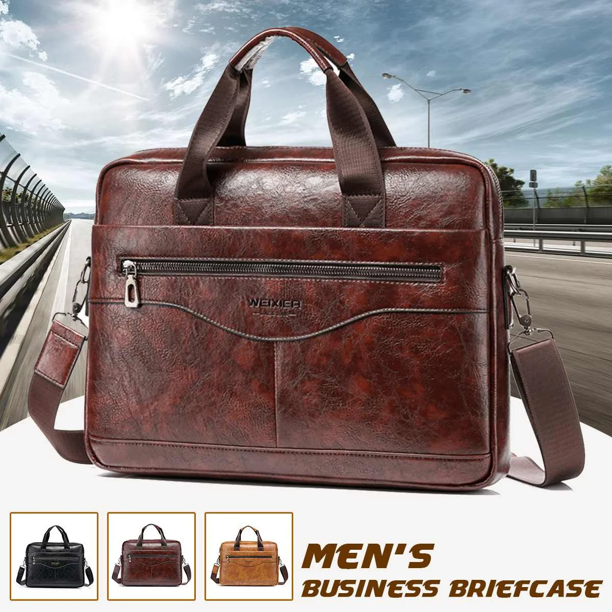 

Men's Bag Briefcase Mens Cowhide PU Leather Genuine Leather Handbags Crossbody Bags Luxury Business Messenger Bags Laptop Bag