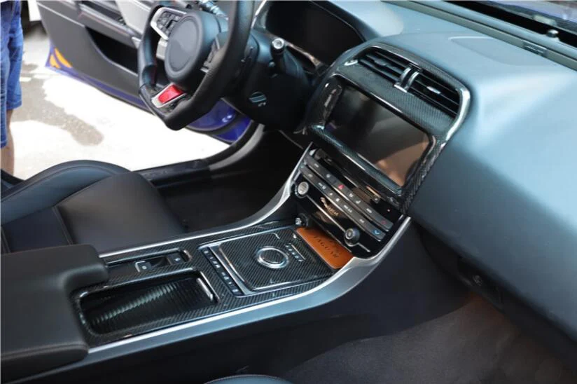 

Модифицированные Блестки для салона автомобиля, внутренние молдинги, декоративная отделка, черное углеродное волокно для Jaguar XEL 2018 2019