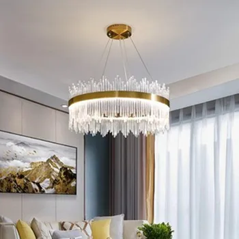 Postmodern light luxury chandelier atmospheric crystal living room chandelier simple LED dining room chandelier bedroom lamp