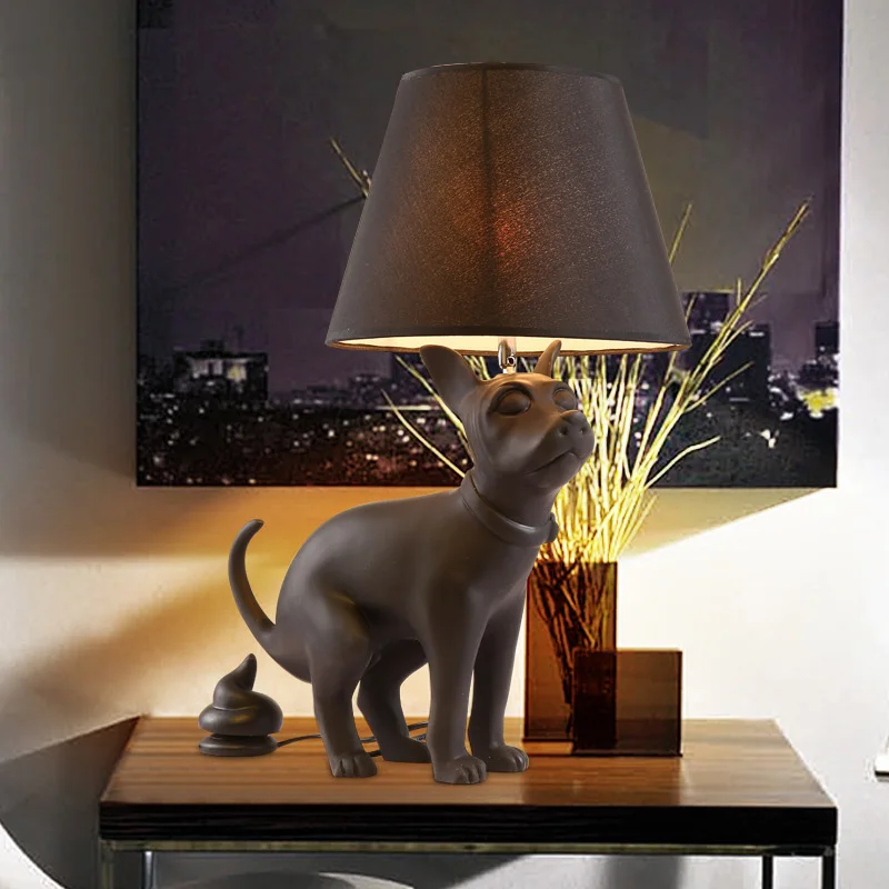 Postmodern minimalist Black Dog LED table Desk Lamp light Fixture Bedroom Ac90-260v resin standing reading lamp home Lighting
