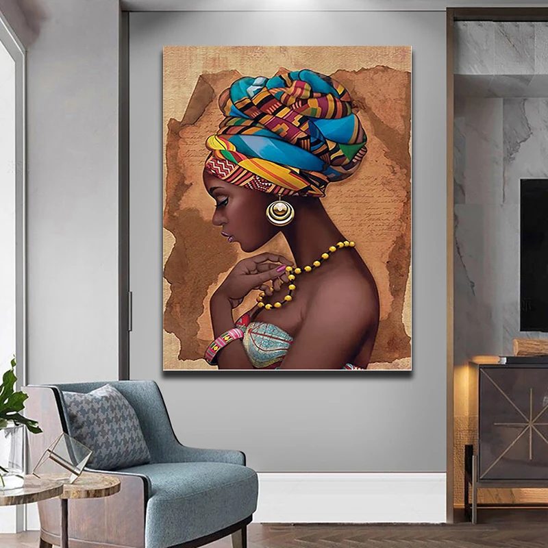 Портрет женщины Африки с высокой четкостью картина маслом на холсте без рамки