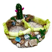 turtle feeding bowl turtle water bowl reptile pet turtle tortoise lizard feeding water bowl plate with cactus home decoration