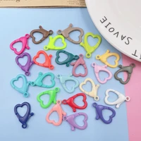 30pcs heart plastic lobster clasps hooks for necklace bracelet chain diy fashion cute hearts clasp hook jewelry finding supplies