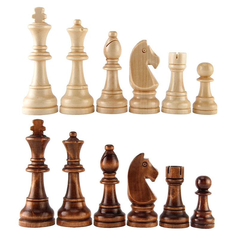 

New 2022 Wooden Learning Intelligence Develop Toy Standard Chess Pieces Without Board Medieval Baby Toys