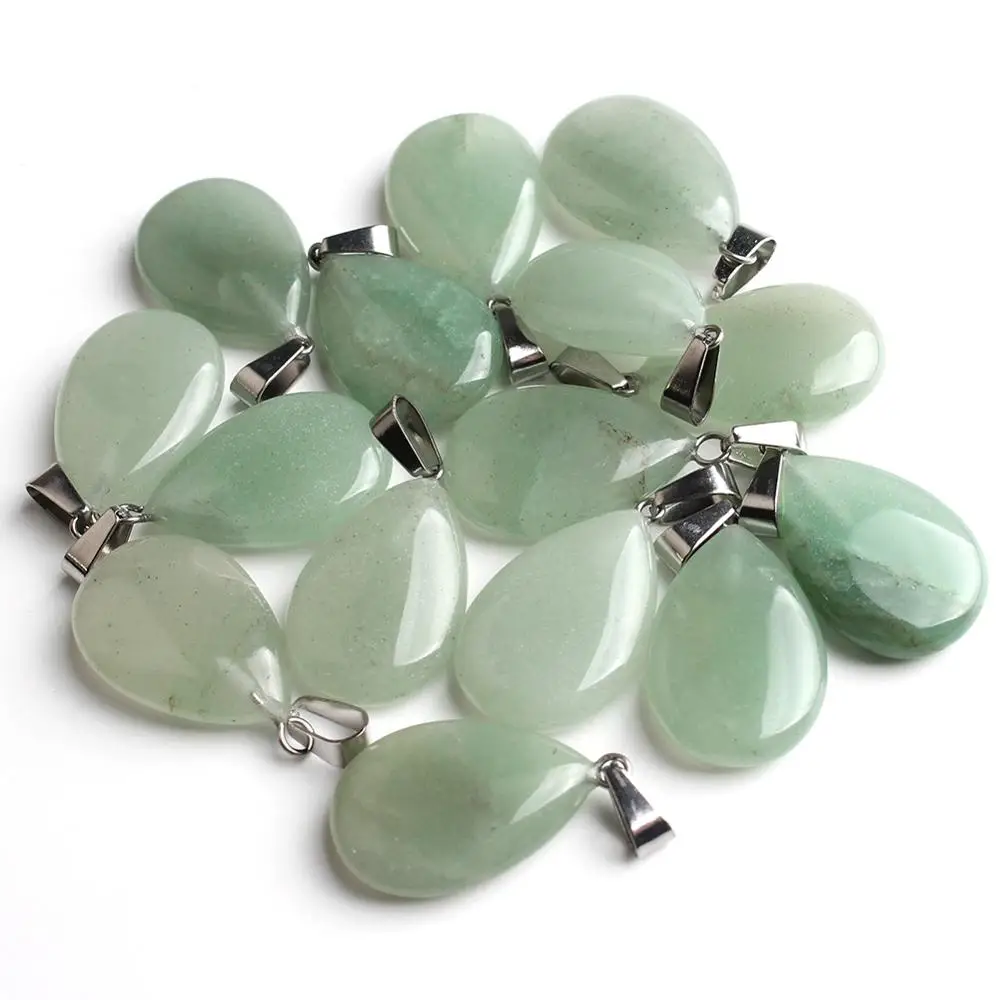 Green Aventurine 10 шт./лот, подвески в форме капли воды, подвески, подвески с кварцевым тигровым глазом, бирюза, унакит, подвеска для ювелирных изделий, сделай сам, браслет - Цвет: Green Aventurine