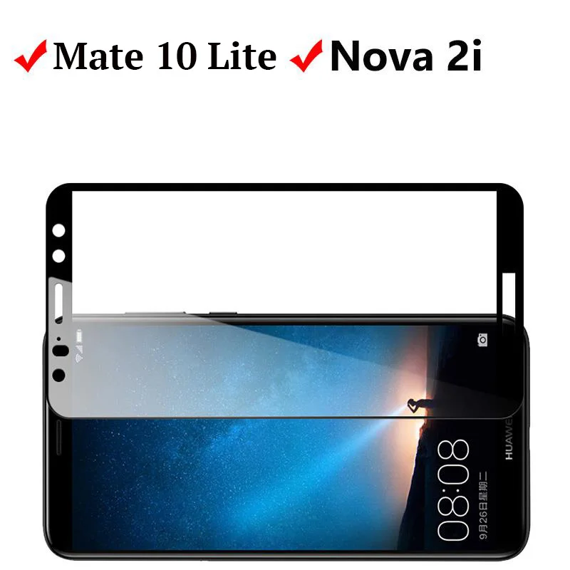 Закаленное стекло для Huawei Nova 2i протектор экрана Mate 10 Lite Nova2i искусственное Защитное 5 9 дюймов полное
