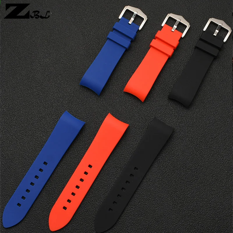 curved end silicone Rubber watch strap for s-eiko o-mega Ti-ssot Ci-tizen Watchbands 18mm 20mm 22mm waterproof soft Watch band | Наручные