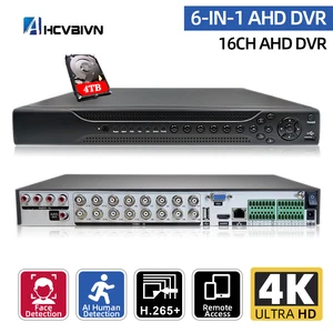 h 265 4k ahd cvi tvi hvr 6 in 1 dvr 16ch video recorder p2p remote phone monitoring for security surveillance system kit free global shipping