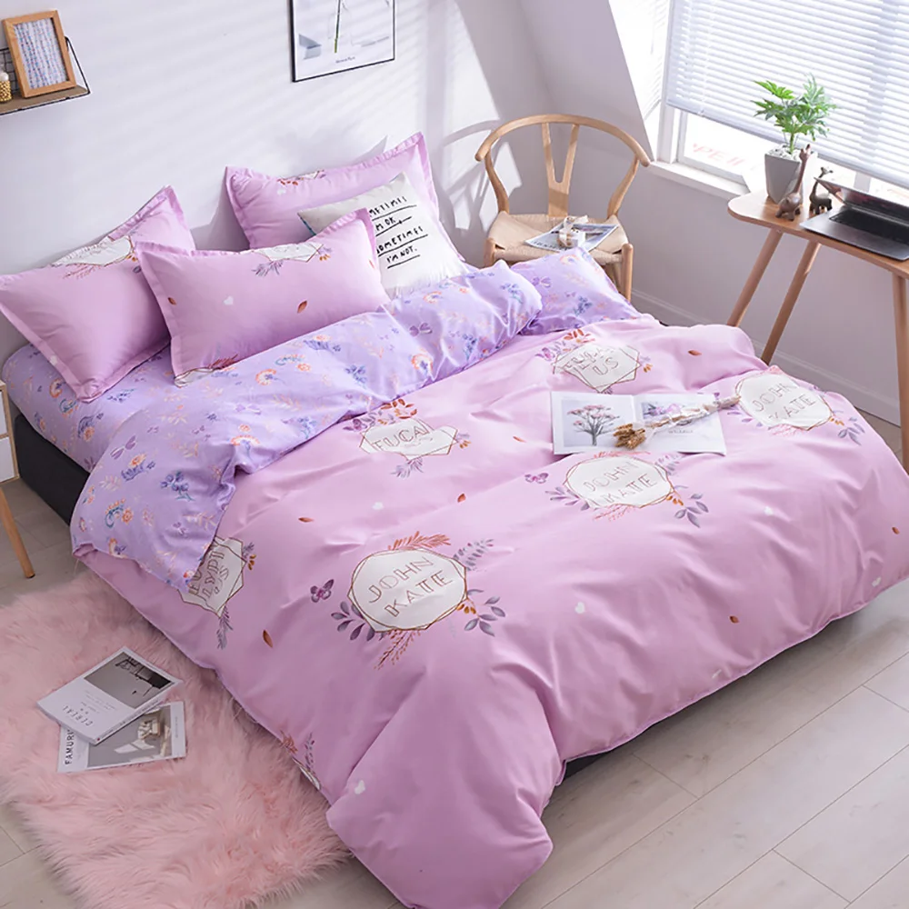 

Thumbedding Literary Style Bedding Set Queen Size Sweet Innovation Duvet Cover Purple King Full Twin Single Comfortable Bed Set