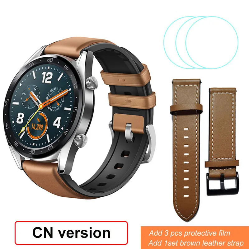 SteelAddBrownStrap Смарт-часы huawei GT, фитнес-трекер, шагомер, 1,39 дюймов, gps, водонепроницаемые, для телефонных звонков, трекер сердечного ритма для Android iOS - Цвет: SteelAddBrownStrap