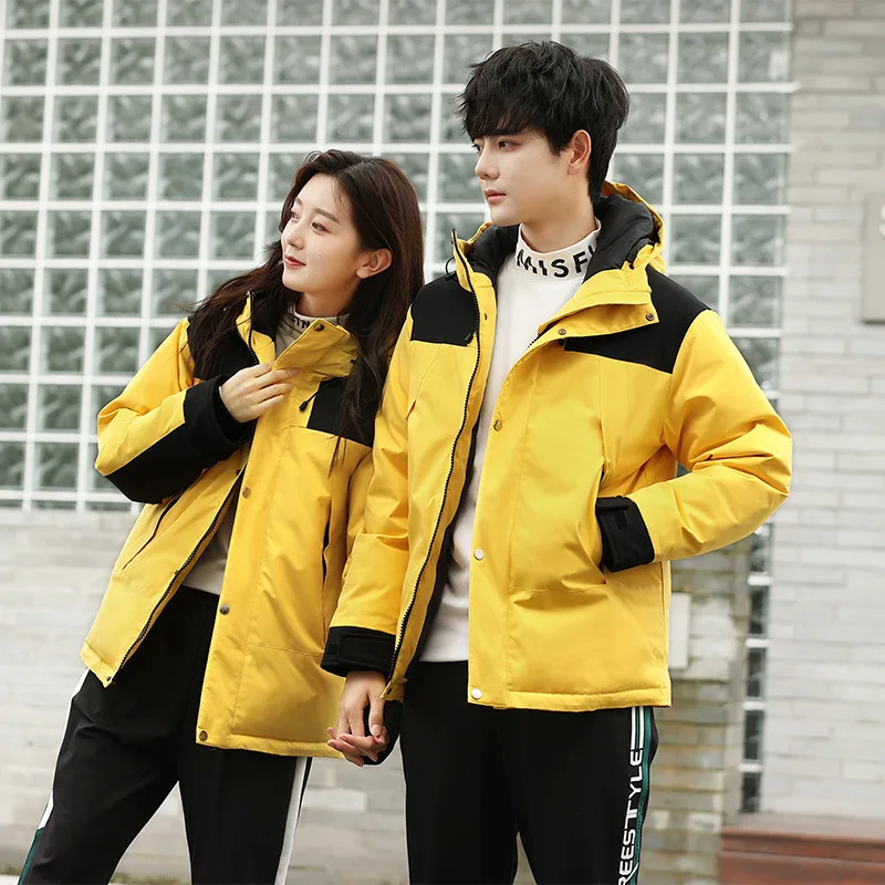 Winter Luxury Brand Face Parkas Mixed Colors Couple Cotton Coats Casual Men's Stand Collar Pocket Warm Down Puffer Jackets