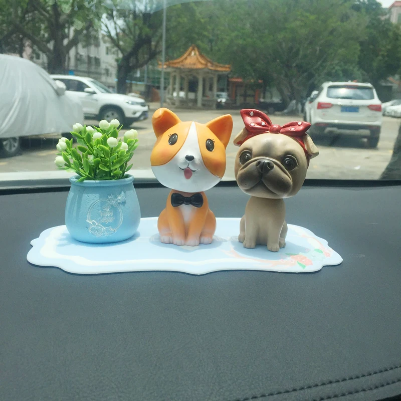 Cute Decor Car Interior Shaking Head Dog Doll Ornaments Automobiles Dashboard Nodding Toys Lovely Bobblehead Puppy Figurine | Автомобили и
