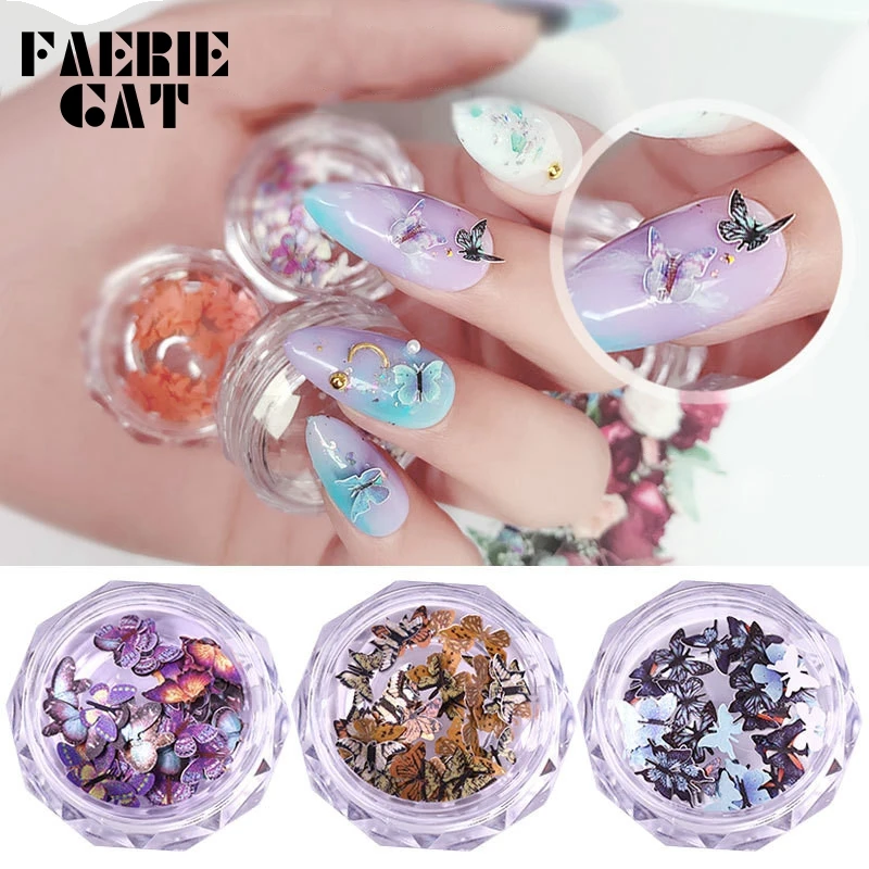 

1 Box 3D Wood Pulp Butterflies Nail Art Decorations DIY Three-dimensional Mini Simulation Manicure Butterfly Jewelry Accessories