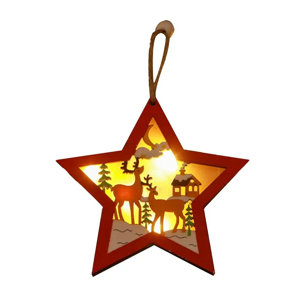 

4 шт., новогодние Деревянные Подвески со светодиодами