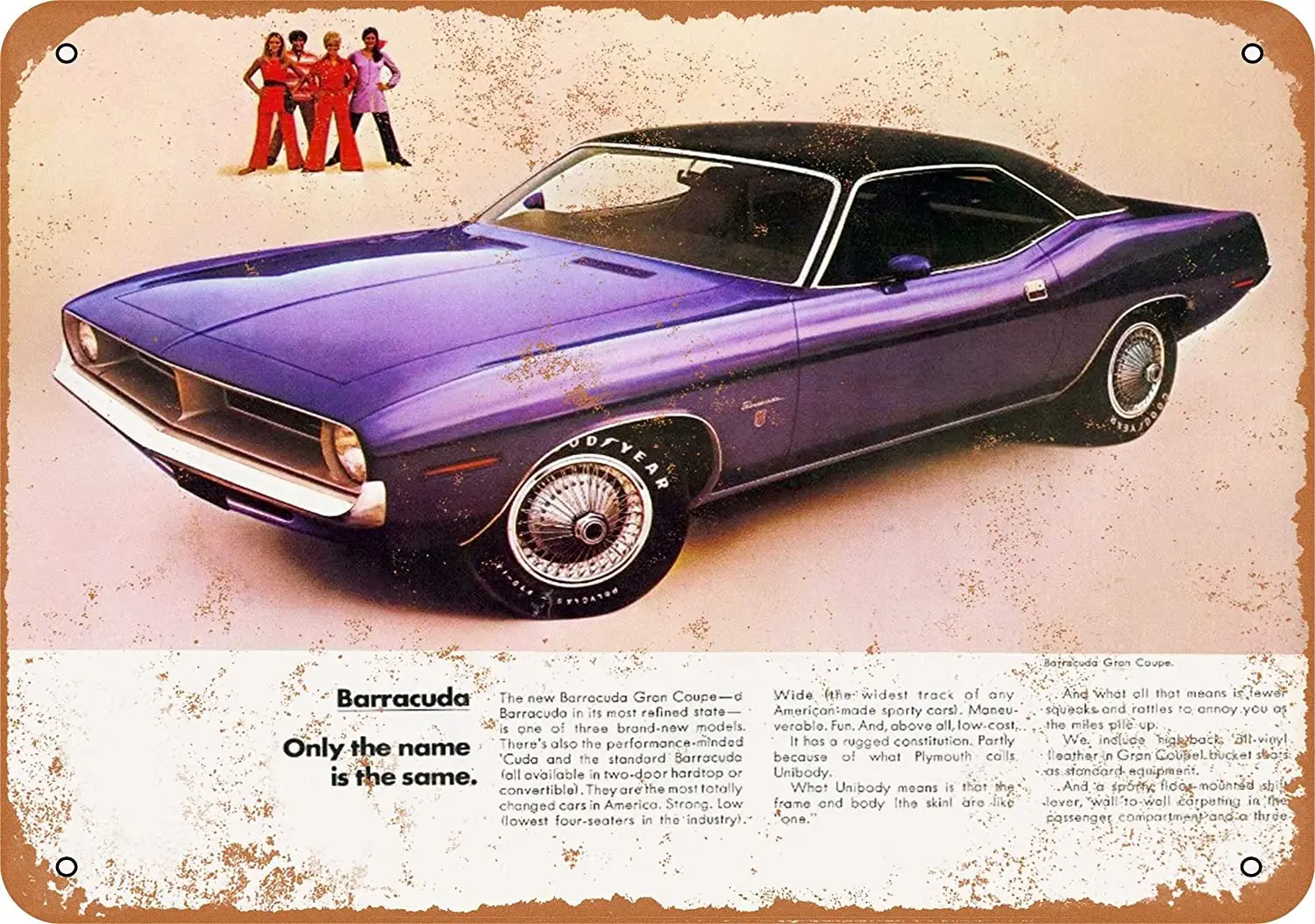 

WallColor 8*12 Metal Sign 1970 Plymouth Barracuda Vintage Look 2