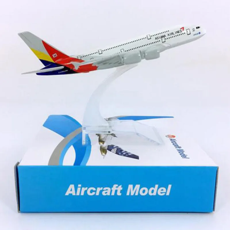 

Посадочное снаряжение, 14 см, авиакомпании ASIANA airlines, модель самолета аэробуса A380, подставка для самолета из сплава, демонстрационная подставка для самолета