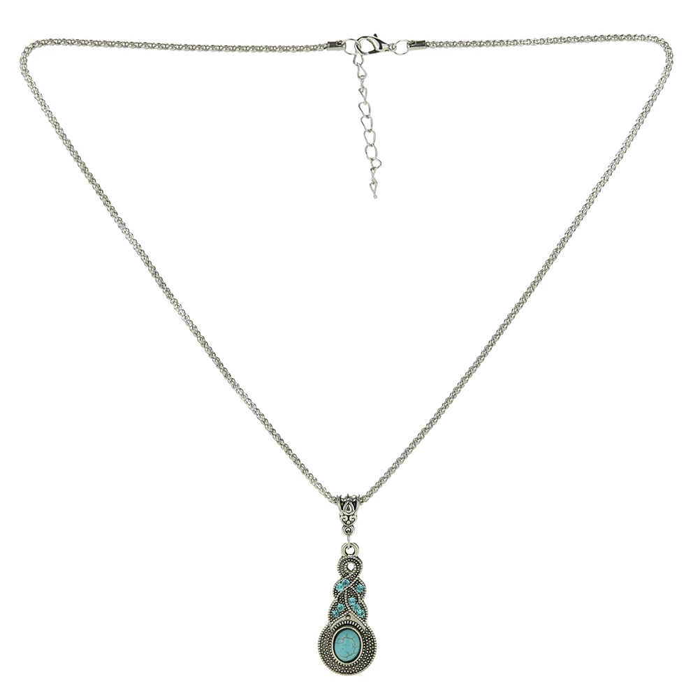 Винтажный богемный CZ натуральный камень зеленая бирюза подвески ожерелья серьги