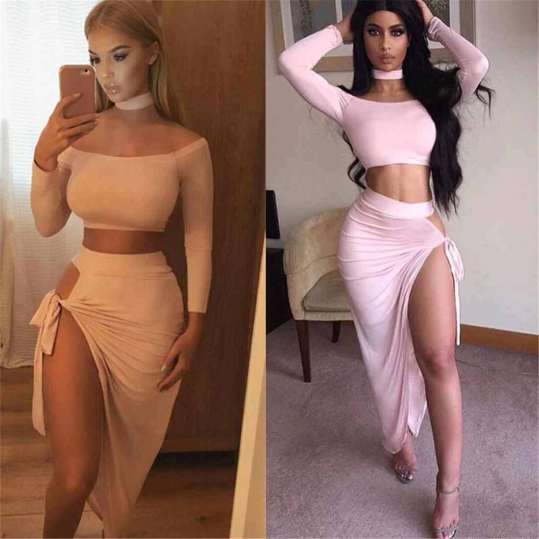 Соблазнительная одежда клубный летний женский комплект укороченный топ на