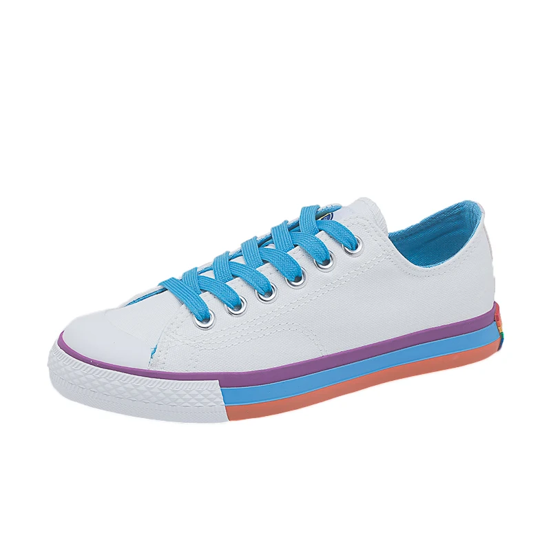 

Fashion Woman Shoes 2019 Antumn Rainbow Women Canvas Shoes Fashion Casual Retro New Sneakers Flat Shallow Vulcanized Shoes Women