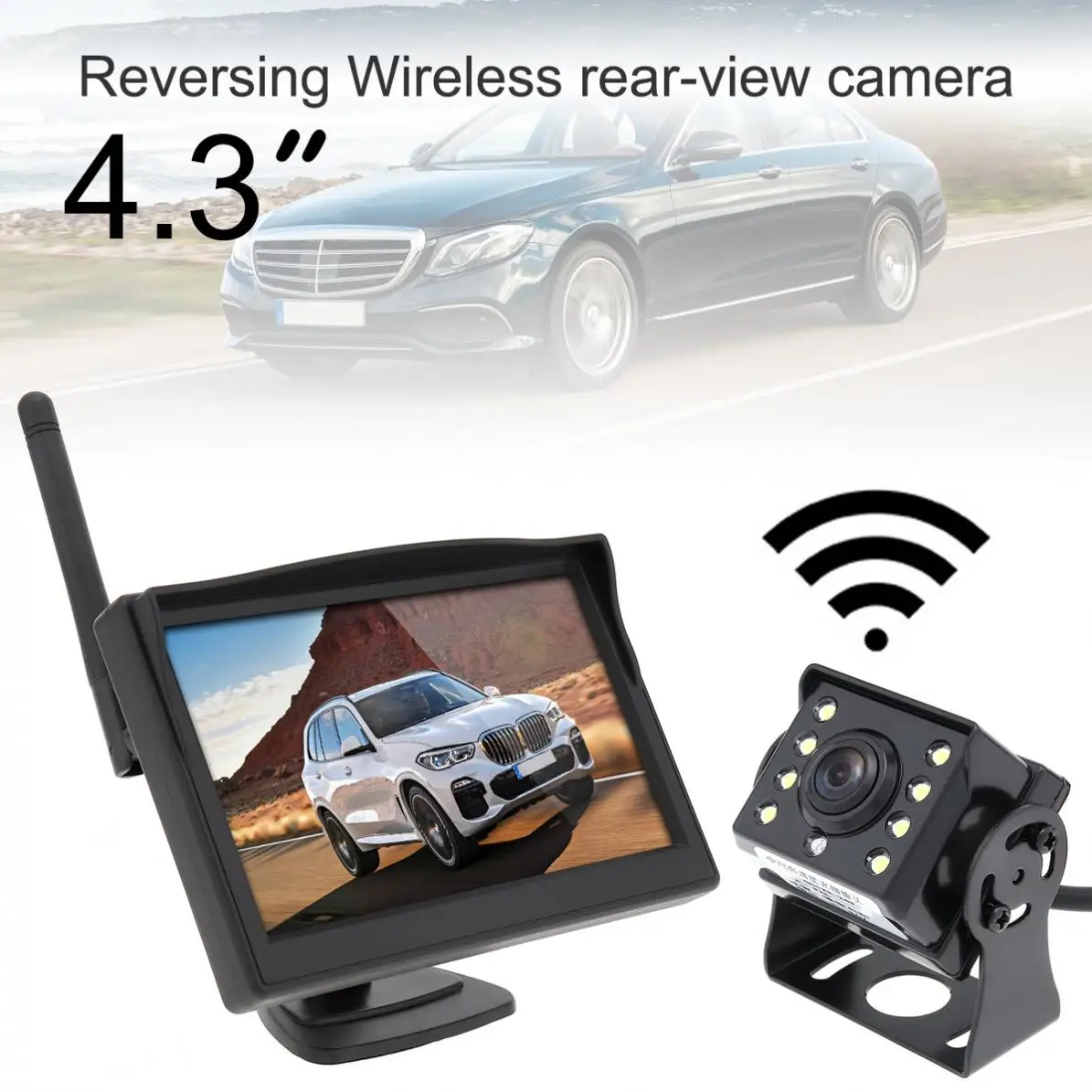 

4.3 Inch Digital Wireless Backup Camera Rear View Camera S LCD Vehicle Rear View Monitor + 9IR LED Vision Waterproof Camera