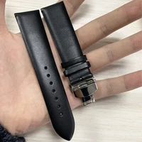 genuine leather folding clasp watchband for breitling mido diy replacement watch band butterfly clasp strap 22mm