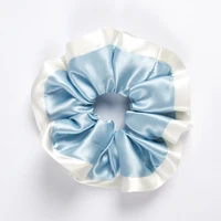 22 momme 100 real silk scrunchies 4 5cm wide with silk lace women hair hoop with decorative border fashion hair ties accessory