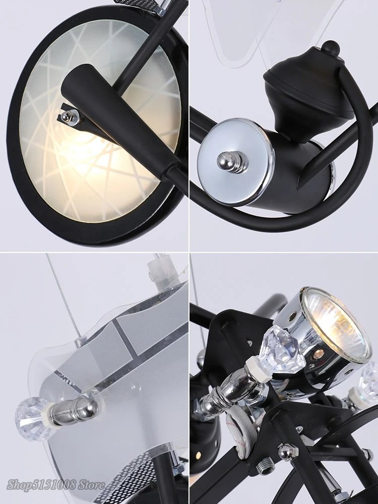 Beste Moderne Hanglampen Motorfiets Industriële Led Hanglamp Voor Kinderkamer Jongens Slaapkamer Restaurant Bar Home Verlichting Decor