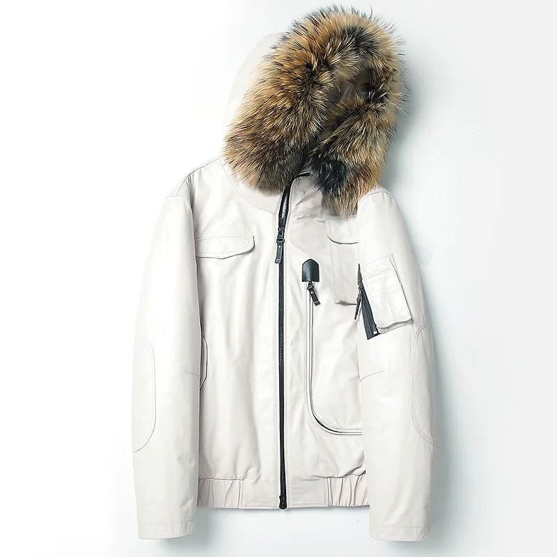Мужская кожаная куртка с подкладкой из меха норки