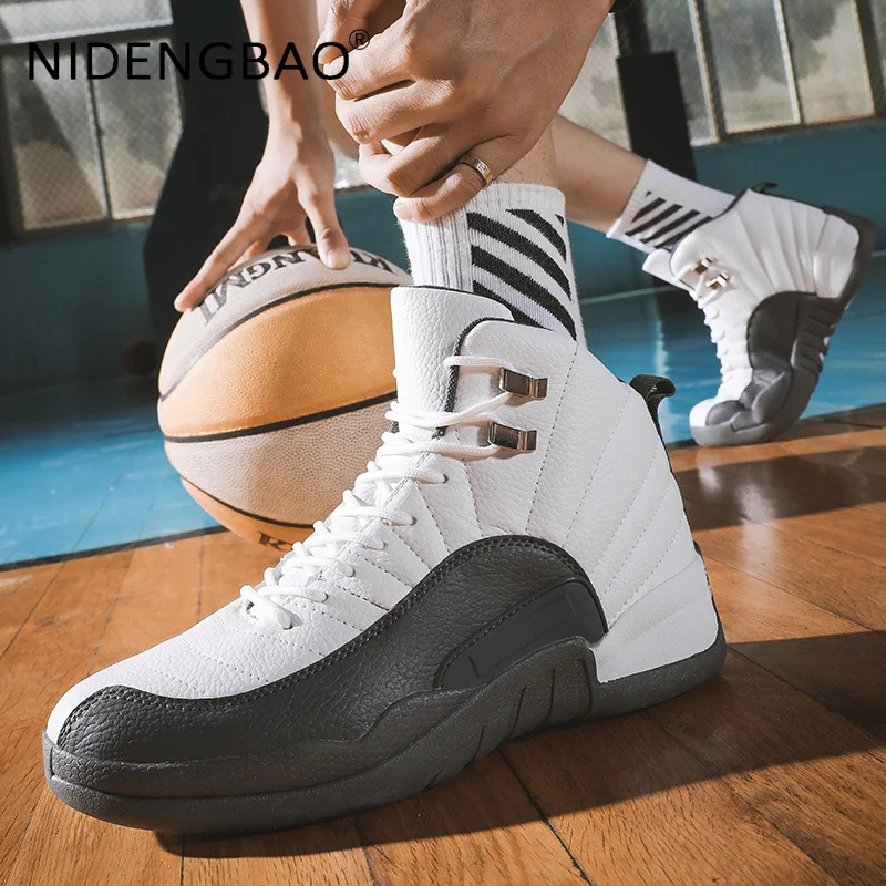Cool Men's Sneakers High Top Basketball Shoes Breathable Cushioning Retro Male Running Sports Shoes Big Size 46 47 Footwear