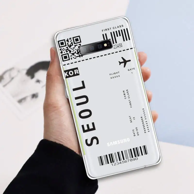 

AIR Tickets Travel Label Country Phone Case Transparent For Samsung Galaxy A 71 21s S note 8 9 10 plus 20 ultra
