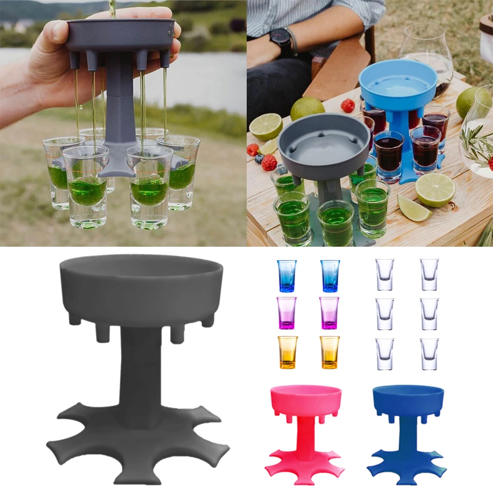 

6 Shot Glass Dispenser Holder Liquor Dispenser Party Beverage Drinking Dispenser Tools Christmas Home Party Bar Shot Glass