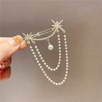 fashion girl temperament french tide hairpin pearl chain tassel bangs hair ins personality side clip hair women jewelry