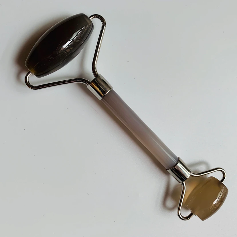 Портативный массажер для лица против старения Серый агат нефрит массажный ролик