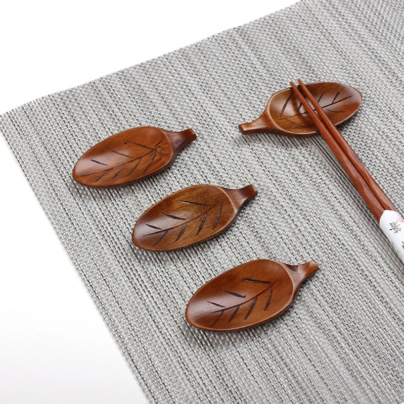 

Oval Large Leaf-shaped Hotel Dining Dual-use Nanmu Chopstick Holder Creative Japanese Household Chopstick Holder