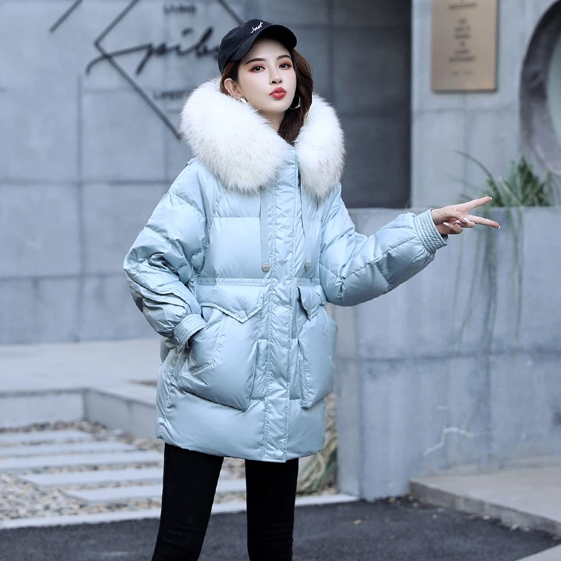 

Куртка женская зимняя из хлопка, с ярким мехом, размера плюс